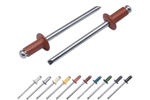 Marcopol 100 remaches pintados para ciegas de 3,2 x 8 mm, cabeza de cúpula, DIN 7337, remaches de aluminio y mandril de acero, 100, color marrón cobre RAL 8004