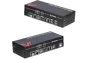 V AV ACCESS AV Access Extensor KVM USB HDMI (HDBaseT) hasta 100m/328 pies, UHD 4K a 60 Hz/1080 a 120 Hz, 4 Puertos USB 2.0, Conmutador DIP EDID, RS232, PoH Unidireccional, sin Latencia Mediante Cable Cat5e/6/RJ45