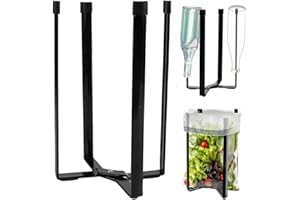 katmerio Bottle Drying Rack, Bottle Holder, Foldable Metal Dish Drainer Bottles, Bottle Holder, Baby Bottles, Drying Rack for 4 Different Size Cups, Black