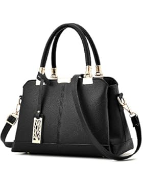 ANNE Damen Henkeltaschen Kunstleder Schultertasche Tasche Schwarz