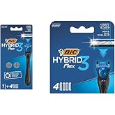 BIC Hybrid 3 Flex 1 Handle & 4 Head Men's Razor and 4-Piece Replacement Razor Cartridge Set