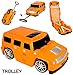 Produktbild alles-meine.de GmbH 3 in 1: großer _ Kinder - Trolley + Sitz -Koffer -  Auto - Jeep / Truck - orange  - Sitzkoffer zum Ziehen + Schieben / Sitzen & Spielen - Jungen - Trolly mi..