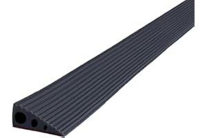 ‎BRIMOREA Gummi Türschwellenrampe Rampe, 6.5x2.5X100CM Bordsteinrampe, PVC Saugroboter Türschwellenrampe, übergangsschienen Selbstklebend Schwellenrampe für Rollstuhl, Kinderwagen, Rollator & e Scooter Schwarz