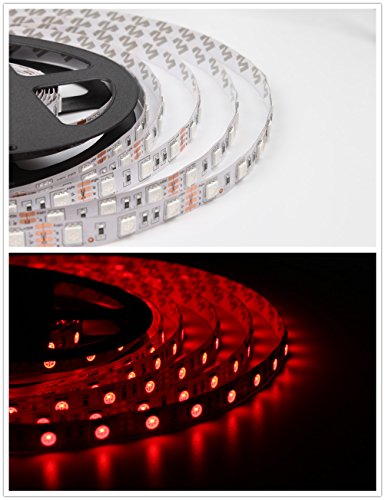 Salcar 5m RGB LED Strip LED Streifen mit 300 LEDs (SMD5050), 16 Farben auswählbar, inkl. 24 Tasten IR-Fernbedienung, Controller und 12V 60W Netzteil - 3