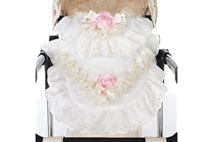 Roma Dolls Pram 2 Piece Bedding Set - Baby Doll Accessories with Quilted Apron & Padded Pillow, Cream & Pink Rose Design, Doll Accessories for Reborns, Compatible with Most Dolls Prams