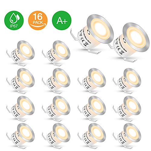 Faretti LED Incasso - Faretti Esterni&Interni per Cartongesso, Set di 16, Basso Consumo, Impermeabile IP67 Faretti Esterno Interno, Lunga Vita, Lampada da Soffitto, Staccabili, LED Luce Bianca Calda