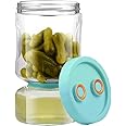 Evereden Glass Pickle Jar with Strainer Flip,34oz Container,Hourglass Pickle Juice Separator Jar for Olives,Gherkins or Sliced Pickles,Leakproof Airtight Lid and Refrigerator Dishwasher Safe