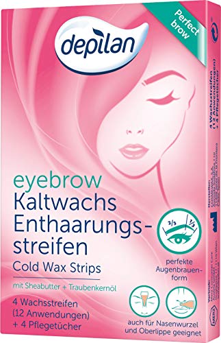 Depilan Eyebrow Wax Strips, Augenbrauen Kaltwachsstreifen, perfekte Form, 12 Anwendungen