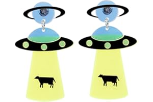 UNVOJL UFO Dangle Earrings Alien UFO Spaceship Magic Earrings Cosmos Weird Earrings Novelty Acrylic Earrings Halloween Costume Accessories for Women
