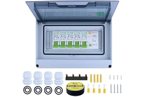 MENES Consumer Unit, 4 Way Garage Caravan Consumer Unit 63A RCD and 4MCB(6A+2 * 16A+32A+63A) IP65 Water Proof Shield for Workshops, Household 4 small waterproof distribution Box Circuit Breaker