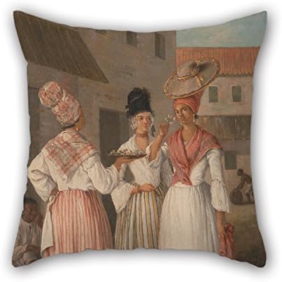 SkuGo Throw Pillow Case 16 X 16 Inches / 40 By 40 Cm(two Sides) Nice Choice For Boys Family Wife Living Room Office Christmas Oil Painting Agostino Brunias - A West Indian Flower Girl And Two Other