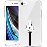 Oihxse Compatibile per [iPhone 7/8 Cover ] [iPhone SE 2020] Sottile Leggera Silicone Trasparente Anti Scivolo Graffi Morbido TPU Design Creativo Cover iPhone 7 iPhone 8 iPhone SE-4.7 (Dito medio)