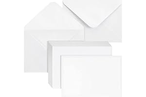 Hikrxya 100 Pack 5" x 7" White Envelopes - 130gsm Premium Vintage Kraft Paper With Self Seal Pointed Flap for Greeting Cards, Birthday Cards, Invitations (185mm x 135mm)