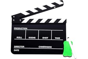 HWAMART Acrylic Plastic Clapper Board for Film, 30x24CM Director's Film Clapboard Movie Cut Action Scene Slate for Movie, Video, TV Show, Studio Live, Black