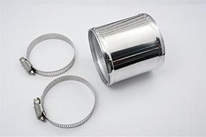 Autobahn88 Aluminum Alloy Hose Joiner Pipe, OD=2" (51mm), L 3" (76mm), Glossy Polished, Includes 2 G-Clamps
