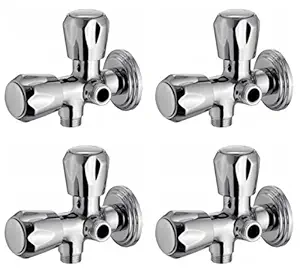 Drizzle Angle Valve Conty 2 in 1 Brass Chrome Plated/Two Way Angle Cock/Angle Tap/Angle Cock/Quarter Turn Tap - Set Of 4