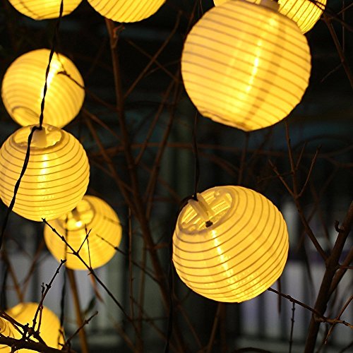 Samoleus Solar Outdoor Lichterkette 4.8 Meter 20 LEDs Lampions Laterne Solarbetrieben Lichterkette Wasserfest Weihnachten Dekoration für Garten, Terrasse, Hof, Haus, Weihnachtsbaum, Feiern (Warmweiß) - 4