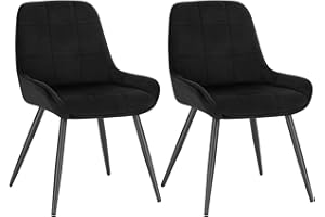 ‎WOLTU WOLTU Esszimmerstühle 2er Set, Polsterstuhl Samt, Küchenstuhl gepolstert, Akzentstuhl für Wohnzimmer Schlafzimmer Küche, ergonomischer Stuhl mit Rückenlehne, Schwarz, BH331sz-2