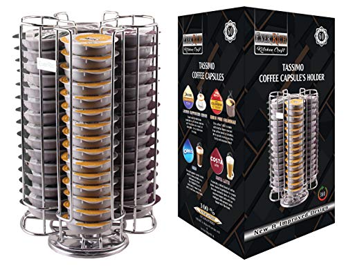 EVER RICH ® Porta Capsule per Capsule T-Disc Tassimo - Memorizza Porta Capsule per caffè T-Disc Tassimo Bosch (60 Chrome)