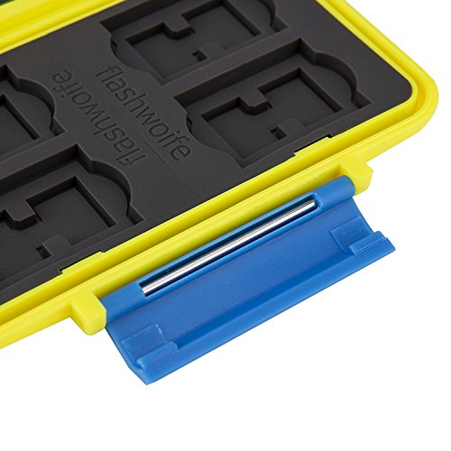 Flashwoife – patentierte Aufnahme – Turtle-SD8MSD16Y wasserdichte Speicherkarten Schutzbox in gelb für 8 Stück SDHC und 16 Stück MicroSD Cards Case - 6
