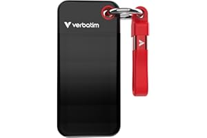‎VERBATIM Verbatim Pocket SSD 1 TB, externe SSD USB 3.2 Gen 2, bis zu 1000 MB/s Lesen & Schreiben, tragbare Festplatte für PC, Mac & Konsole, Schwarz/Rot