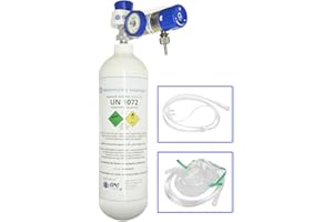 Gase-Kaufen mobil medizinischer Sauerstoff mit Mediselect 25 Druckregler und Maske, 2 Liter