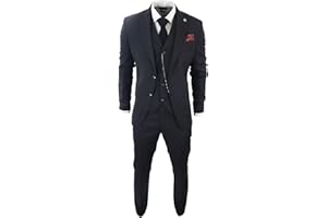 TRUCLOTHING Costume Homme Classique 3 Pièces avec Chaîne de Poche Coupe Ajustée Style Vintage Parfait pour Mariage | Noir