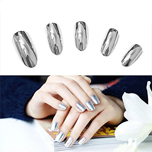 ?HuntGold 2 Stück Spiegel-Effekt Nagellack Silber Farbe Nagelkunst Lack Polnischen Unterlack - 7