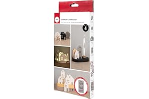 Rayher Silikon Gießform Lichthäuser, Form 4 Einzelmotive, Formgröße 14,5 x 26 x 1,7 cm, Ausgießen mit Kreativ-Beton, Schmuck-Beton, Raysin-Gießpulver, Gießharz, Wachs, 36176000