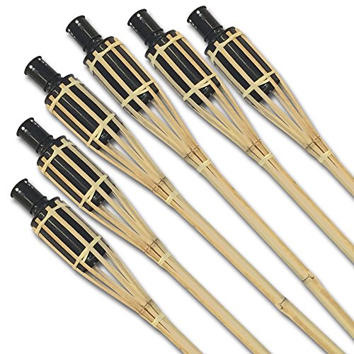 SPAR-SET: 6x riesige XXL Bambus Gartenfackeln 120 cm für eine stimmungsvolle Beleuchtung - Party Garten Outdoor Hochzeit (6 Stk.)