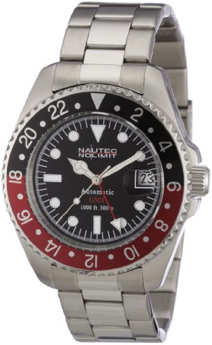 Nautec No Limit - DS at-GMT/STSTRDBK - Montre Homme - Automatique Analogique - Bracelet Acier Inoxydable Argent
