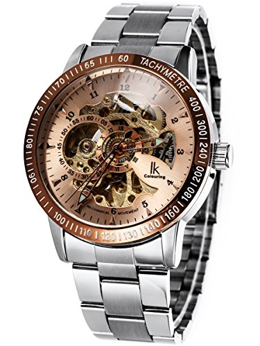 Alienwork IK mechanische Automatik Armbanduhr Skelett Automatikuhr Uhr braun silber Edelstahl 98226-09 Alienwork IK mechanische Automatik Armbanduhr Skelett Automatikuhr Uhr braun silber Edelstahl 98226-09