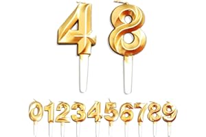 WLHGH Geburtstag Zahl Kerzen, 4/8/48/84 JJubiläumstorten Dekoration, Gold Nummer Geburtstagskuchen kerzen, Kuchen Dekoration für Geburtstag Party Hochzeit Jahrestag Abschlussfeier Feier Lieferungen