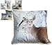 Produktbild Hossner Kissenhülle 50 x 50 cm Hirschkuh Weihnachten Winter Plüschkissen Fotodruck Sofakissen Kissenbezug (Hirschkuh)