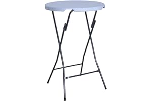 ‎ACAMP acamp Stehtisch klappbar 80 cm Le Havre | Stehtisch Outdoor-geeignet & wetterfest beschichtet | Bartisch mit pflegeleichtem Stahlrohr-Gestell | Klapptisch rund | Gartentisch in Silber-Grau