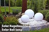 - Es befinden sich je vier hell weiße LEDs im Inneren der Solar-Kugeln
