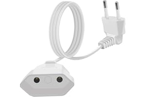 HuaLiSiJi Rallonge Câble Euro 2.5A 250V 625W Rallonge d'alimentation Euro Câble D'extension Euro Rallonge Electrique Plate, pour électroménagers TV Moniteur D'Ordinateur (Blanc, 2m)