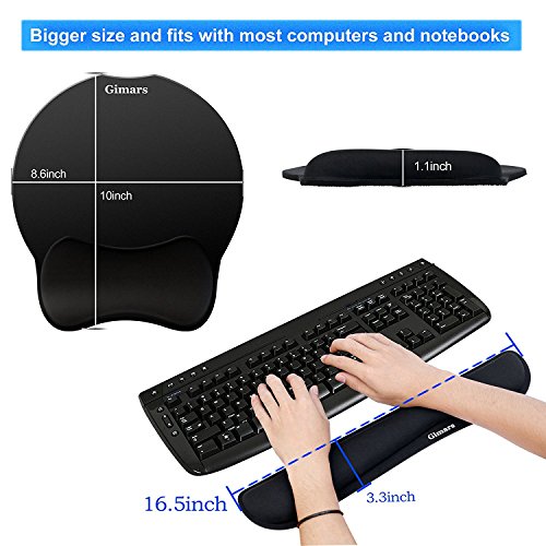 GIMARS Mauspad und Tastatur Handgelenkstütze Set, Handgelenkauflage für Tastatur und Maus mit Memory-Schaum ergonomisch zur Entlastung des Handgelenks - 6