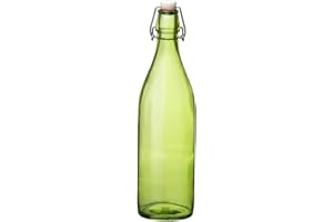 KWARE Vintage Style Glass Bottles 1 Litre Swing Top Bottles - Ideal for Domestic or Commercial Use - Fill with Water, Wine, Liquor, Oil, Beer, Schnapps or Cordials (LIME)