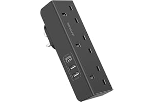 ANVODE Multi Plug Extension with USB C Slot, 3 Way Plug Wall Charger Socket, Multi Outlets Extender Adapter UK for School, Home, Kitchen, Office (Black)