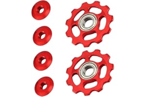 TOTMOX 2pcs Poulie de Dérailleur Arrière de Roue Universelle en Alliage d'Aluminium pour Vélo VTT 11T, Guide de Vélo de Route Tendeur de Rouleau Partie Accessoires de Vélo, Rouge