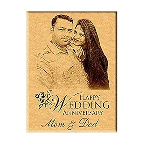 Incredible Gifts India Personalized Engraved Wedding Anniversary Wooden Photo Frame (Wood, 7 x 5 Inches)