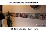 oldschool golf 1 - 250cm Länge, 19cm Höhe. Finest-Folia Wandtattoo Retro 2,5m Bordüre Küche Esszimmer Vintage Old School Aufkleber Folie (mit Rakel & Filzkante)