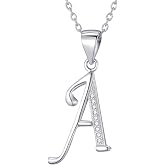 Morella Women's Necklace with Letter Pendant 925 Rhodium-Plated Silver with Cubic Zirconia Stones for Ladies 45 cm White