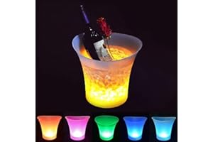 SMETA Cubo de hielo LED, 5 unidades, cubo de hielo LED de 5 L, para enfriar champán, vino, bebidas, cerveza, para fiestas, casa, bar, club, etc. Necesita 2 pilas AA (no incluidas)
