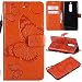 Produktbild Hozor Nokia 5 Handyhülle, Retro Großer Schmetterling Muster PU Kunstleder Ledercase Brieftasche Kartenfächer Schutzhülle mit Standfunktion Magnetverschluss Flip Cover Tasche, Orange