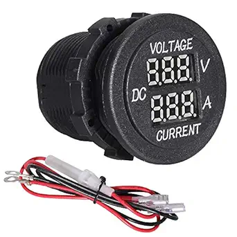 DAMAVO YM1159 12V/24V DC Ampere Voltmeter Socket with a LED Voltage and Current Red Digital Display. for Marine, Boat, Motorcycle, Car, Bus, RV and More