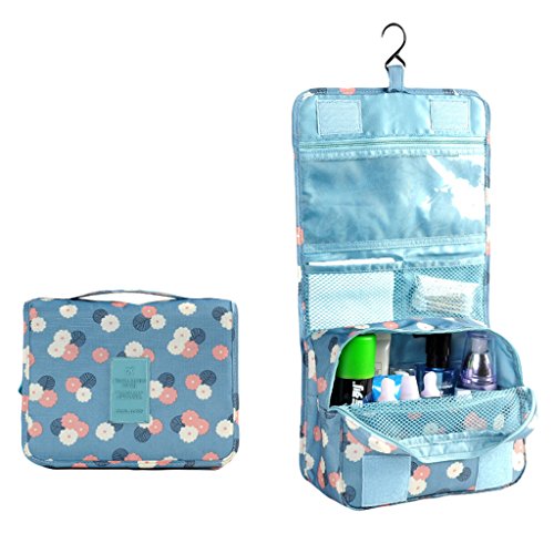 Women Lady Flower Pattern Zipper Multi-funtion Toiletry Bag Container Travel Case Makeup Box