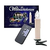 20 LED Weihnachtskerzen, kabellos, warm-weisses Licht, mit Fernbedienung