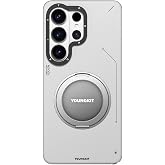 Galaxy S26 Ultra Kılıf M-safe Şarj &Ouml;zellikli 360&deg; Standlı Basit Mat Deri Desenli Youngkit Tech Leather Serisi Kapak Gri